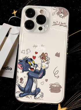 卡通趣味汤姆适用于红米note13/12/11手机壳k70k60pro硅胶k50k40k30s透明小米15/14新款turbo4全包civi保护套