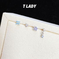 Tlady titanium alloy "light purple-blue" platinum plated series ear stud ear bone stud internal thread 0.9 tooth jewelry head thumbnail 5