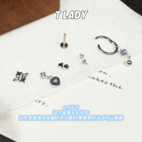 Tlady titanium alloy "Fairy tale" plated platinum Tanzane-colored ear studs, ear bone studs, internal thread 0.9 tooth jewelry head thumbnail 8
