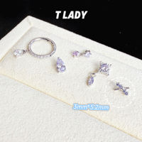 Tlady titanium alloy "Xun You" platinum-plated purple ear studs, ear bone studs, internal thread 0.9, tooth mouth decorative head thumbnail 5