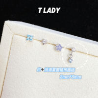 Tlady titanium alloy "light purple-blue" platinum plated series ear stud ear bone stud internal thread 0.9 tooth jewelry head thumbnail 4
