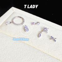 Tlady titanium alloy "Xun You" platinum-plated purple ear studs, ear bone studs, internal thread 0.9, tooth mouth decorative head thumbnail 2