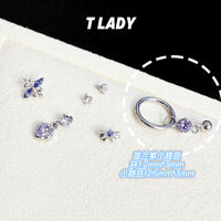 Tlady titanium alloy "Fairy tale" plated platinum Tanzane-colored ear studs, ear bone studs, internal thread 0.9 tooth jewelry head thumbnail 5