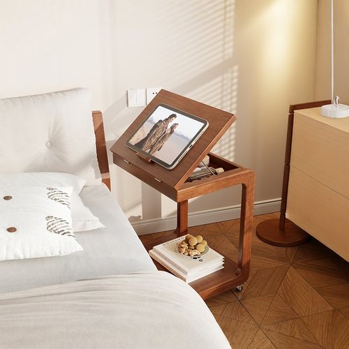 实木床边桌可移动卧室边桌