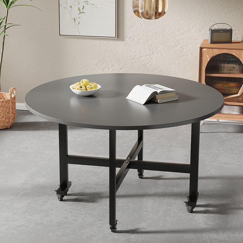 折叠桌家用餐桌可折叠大圆桌出租房用圆形饭桌简易小户型吃饭桌子-封面