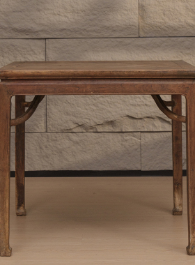 清早期榉木霸王枨马蹄腿方桌明清古典老家具古董收藏八仙桌文房桌