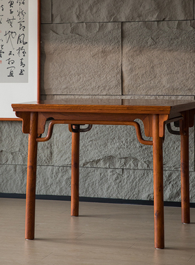 二十世纪黄花梨一腿三牙高罗锅枨八仙桌中式黄花梨家具收藏方桌