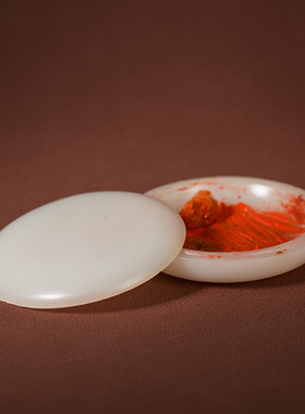 清代 和田玉素工印泥盒古玩古董瓷器收藏天然玉雕盖盒摆件51.6g