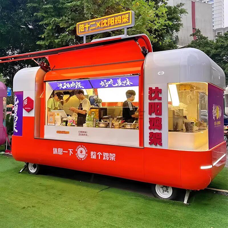 新型移动快餐自动售货车驾驶式移动厨房招牌式烧烤摊食品移动摊车