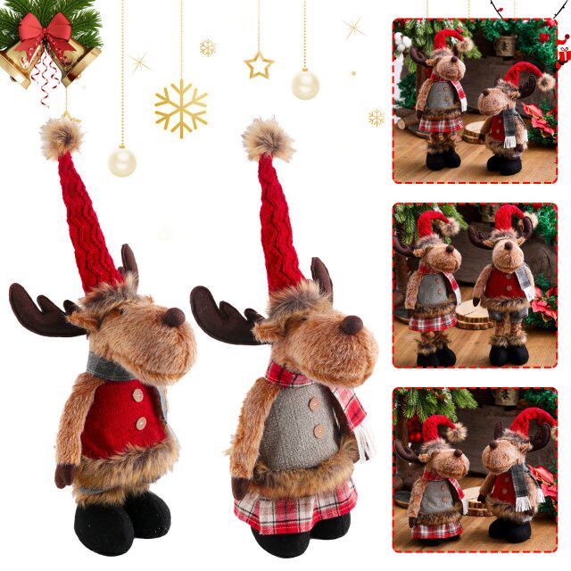 elk doll ornaments christmas childrens gifts plush standing