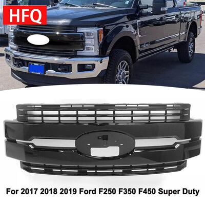 汽车配件适用于2017-2019福特F250F350F450前保险杠格栅亮黑色