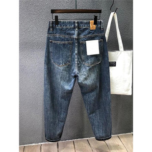 秋冬新款日系做旧复古牛仔裤男士宽松直筒裤加绒加厚裤子潮流百搭