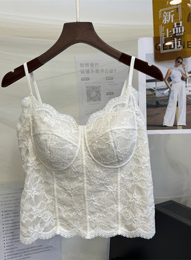 MYL6100网红性感雷丝美背吊带一体杯防走光洋气百搭磨绒打底背心