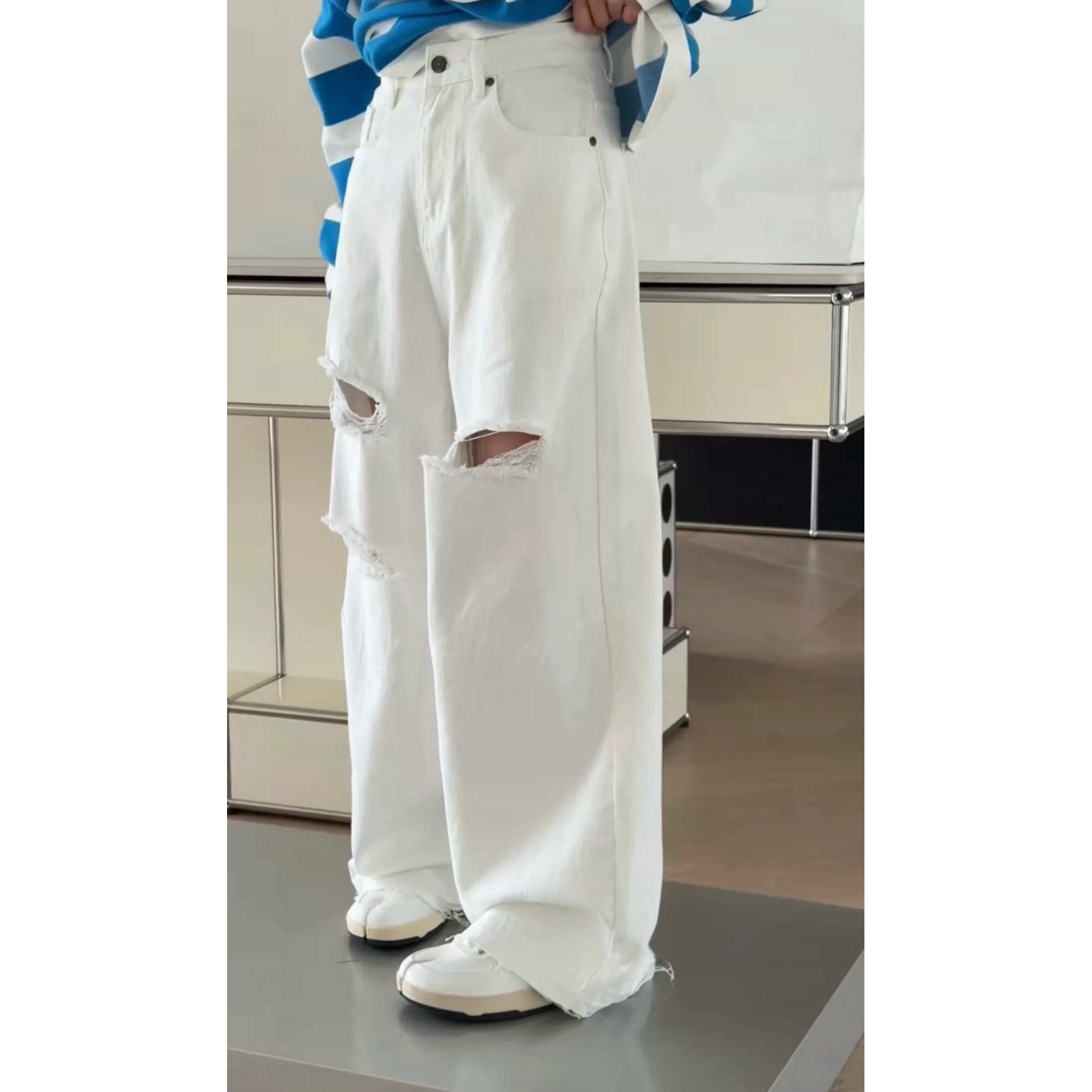 正品正品诗歌兰女装2026春款Z3659百搭个性时尚破洞裤毛边牛仔裤