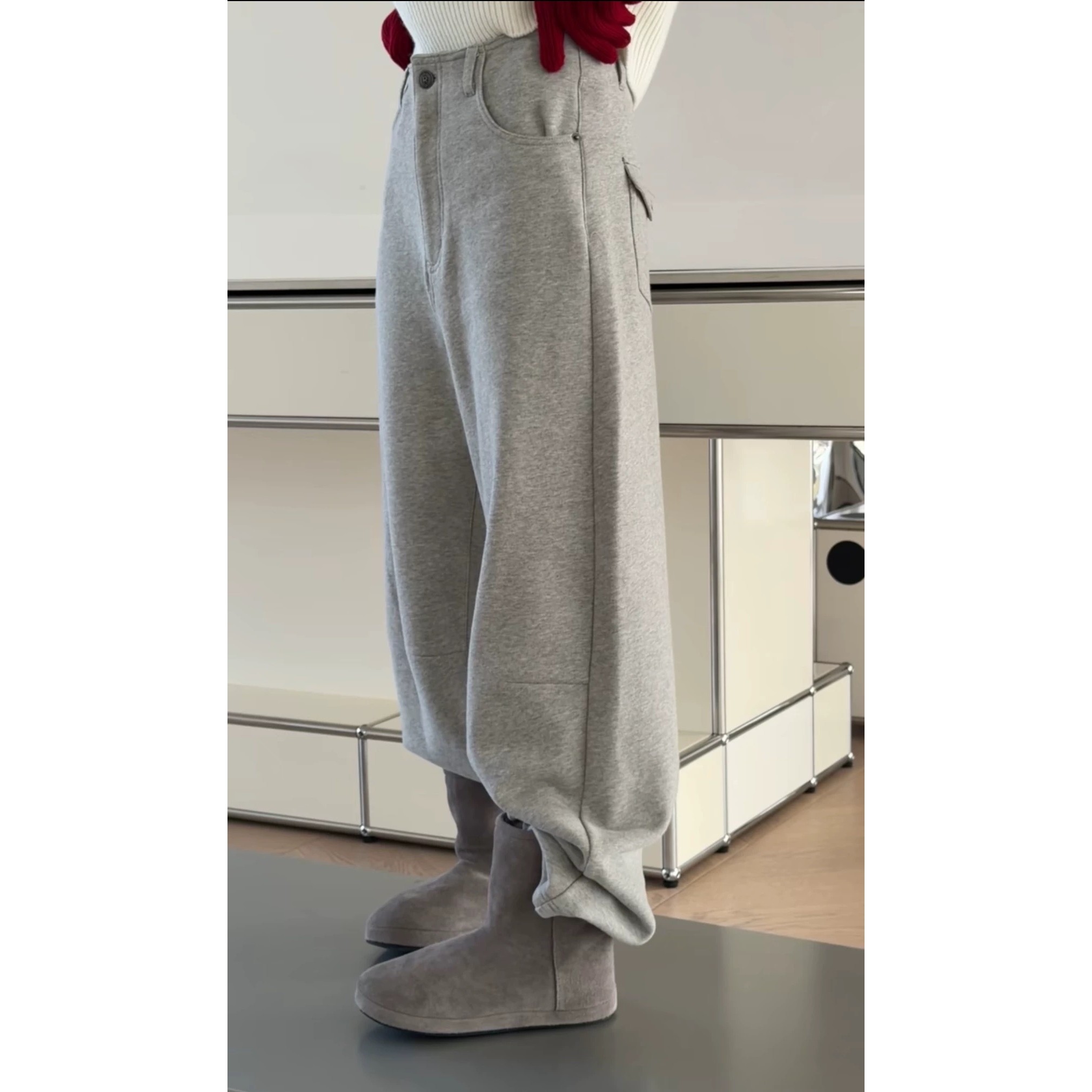 秒发诗歌兰3212慵懒运动风美式双口袋抽绳加绒卫裤女25年冬季新款,女装/女士精品,卫裤,淘宝优惠券,粉丝福利购,淘宝优惠卷