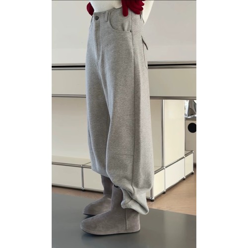 秒发诗歌兰3212慵懒运动风美式双口袋抽绳加绒卫裤女25年冬季新款