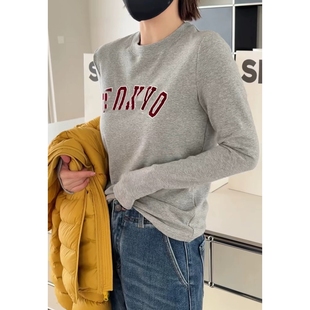 2025冬季 现货新款 诗歌兰11043时髦休闲显瘦字母印花磨毛T恤女装