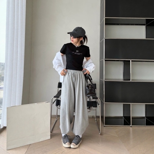 热卖诗歌兰女装8032时尚百搭字母短袖T恤小版型弹力2026春季新款2