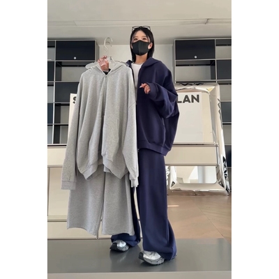 秒发诗歌兰58472-1时髦运动美式加绒连帽卫衣+卫裤套装女2025冬季