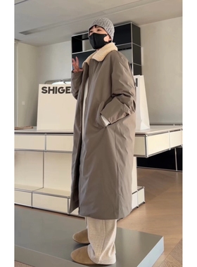 秒发25年新款诗歌兰25203百搭个性设计感可脱卸毛领长款鹅绒外套