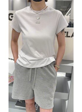 秒发诗歌兰58111巨美气质黑色短款字母显瘦短袖上衣女25秋季新款