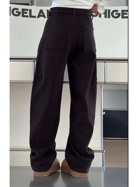 秒发25年新款诗歌兰5387时尚复古舒适风显瘦加绒直筒裤牛仔裤女装