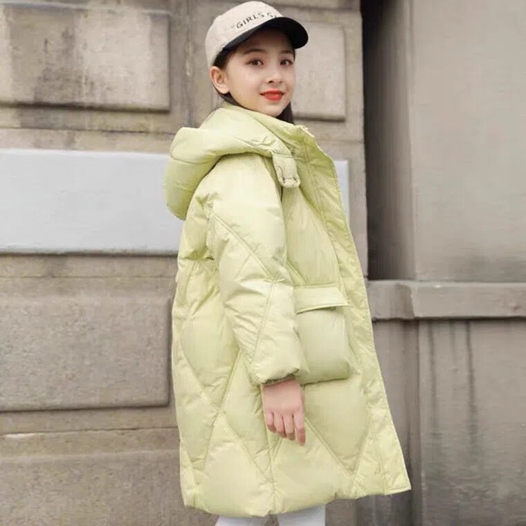 2025新款儿童羽绒服白鸭绒中长款洋气休闲宽松防风外套大女童冬装