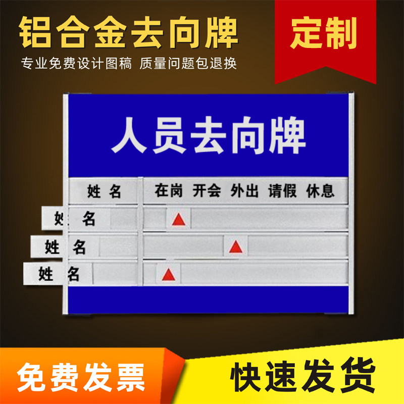 去向牌铝合金 定制办公室门牌带照片可更换人员去向牌宿舍标示信息工作告知牌公告栏表在岗状态牌指示牌
