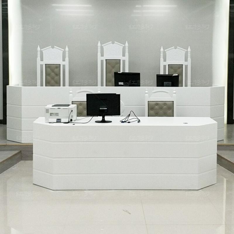 青少年烤漆模拟辩护宣告桌椅校用白色审判台诉讼桌书记桌可定制