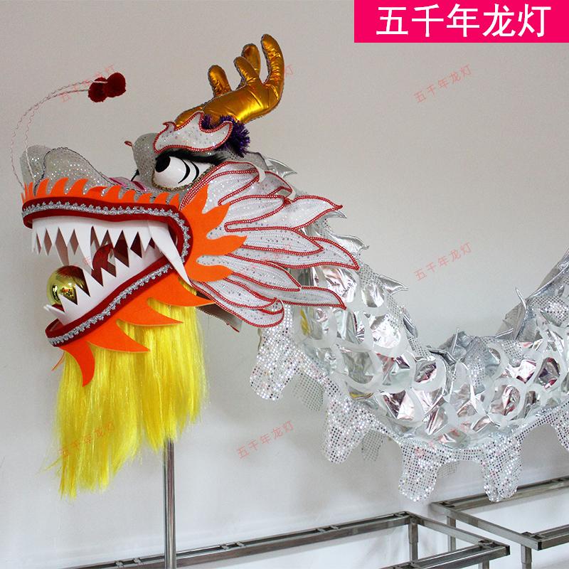 银金龙舞龙灯表演道具舞龙舞狮道具民间艺术湖南龙灯小白龙