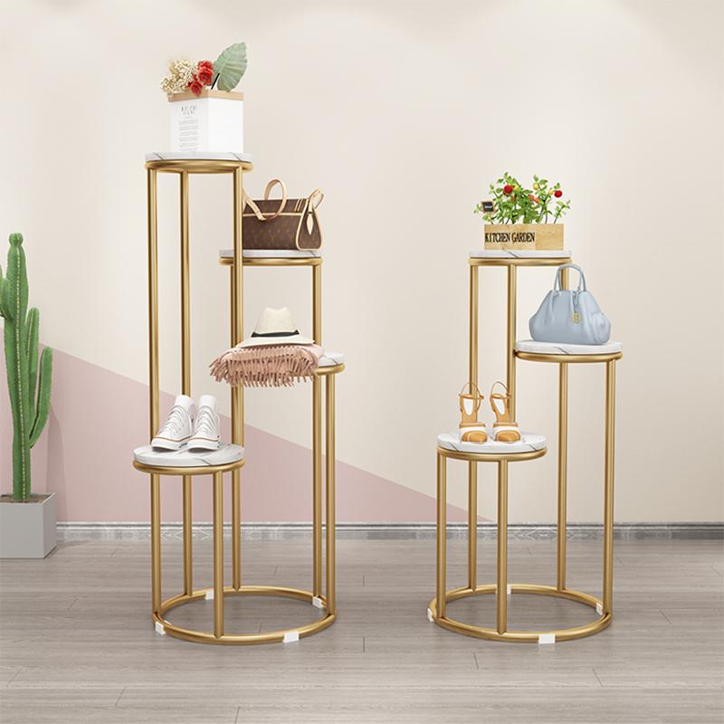 服装店展示架铁艺女装店货架轻奢橱窗多层鞋子包包产品摆台展台