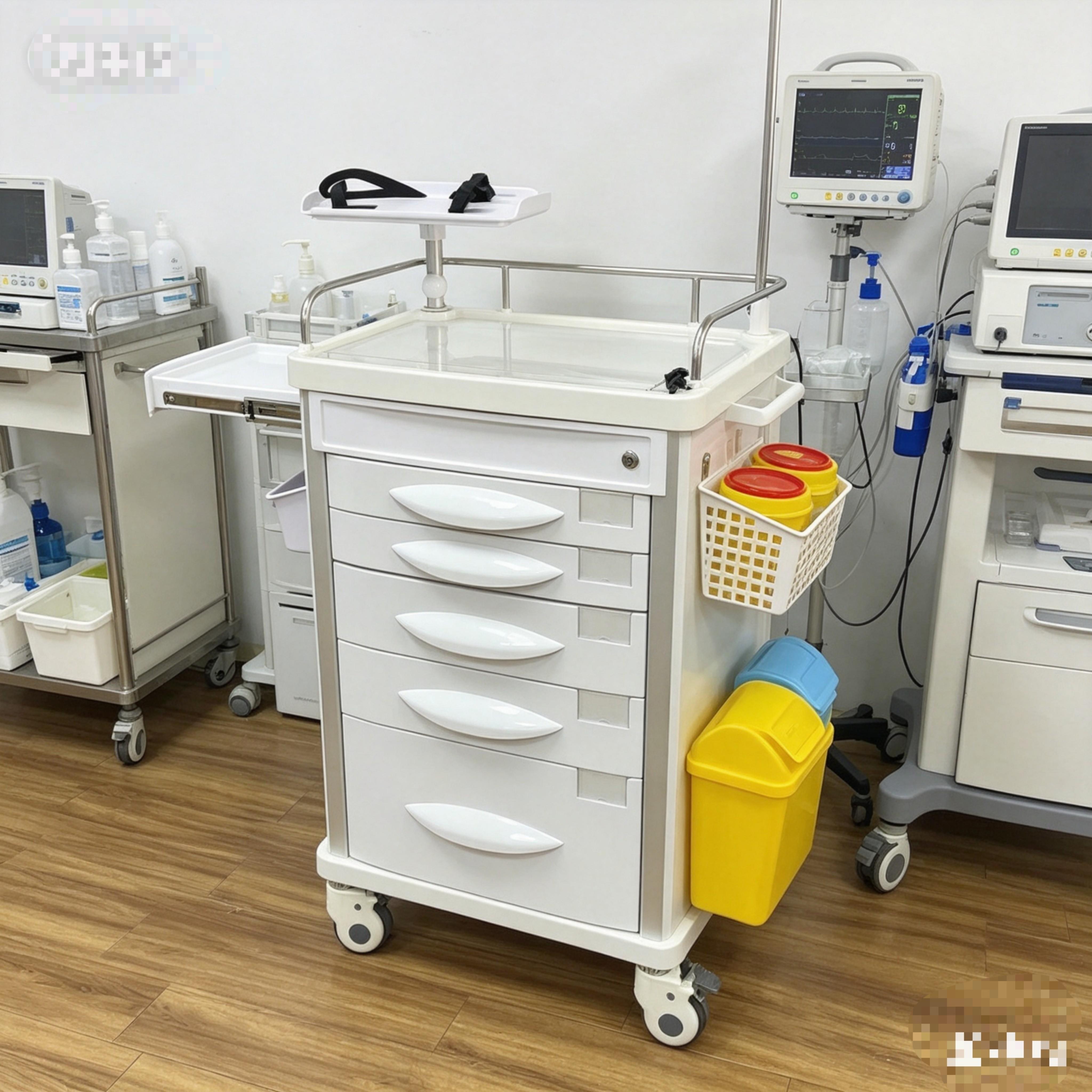 医用abs抢救车急救车医疗器械台护理车静音脚轮推车 急救车
