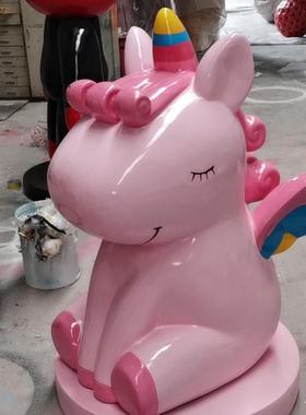 创意网红独角兽卡通雕塑美发店服装商场店铺门口装饰大型拍照摆件