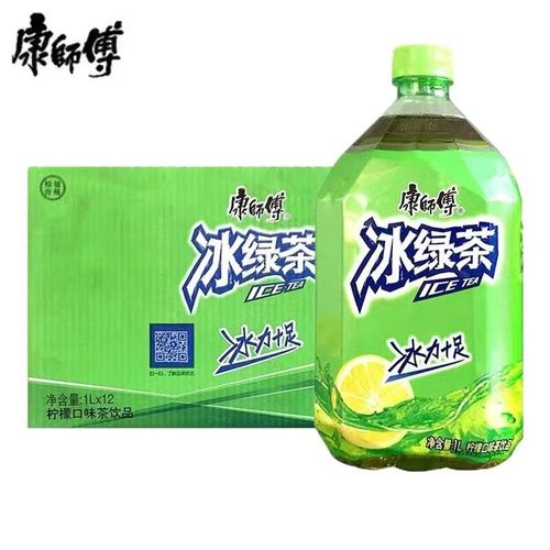 康师傅饮料冰绿茶1L*12瓶柠檬口味1000ml大瓶畅饮家庭实惠装