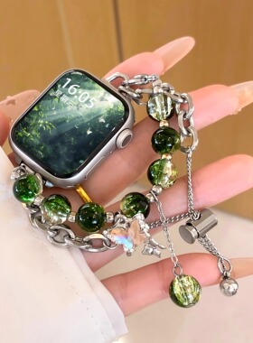 uhada适用oppowatch4手表3Pro表带时尚蝴蝶手链智能oppowatchX/2/3代腕带串珠女生高级watch4Pro小香风手表链