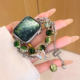 uhada适用oppowatch4手表3Pro表带时尚蝴蝶手链智能oppowatchX/2/3代腕带串珠女生高级watch4Pro小香风手表链