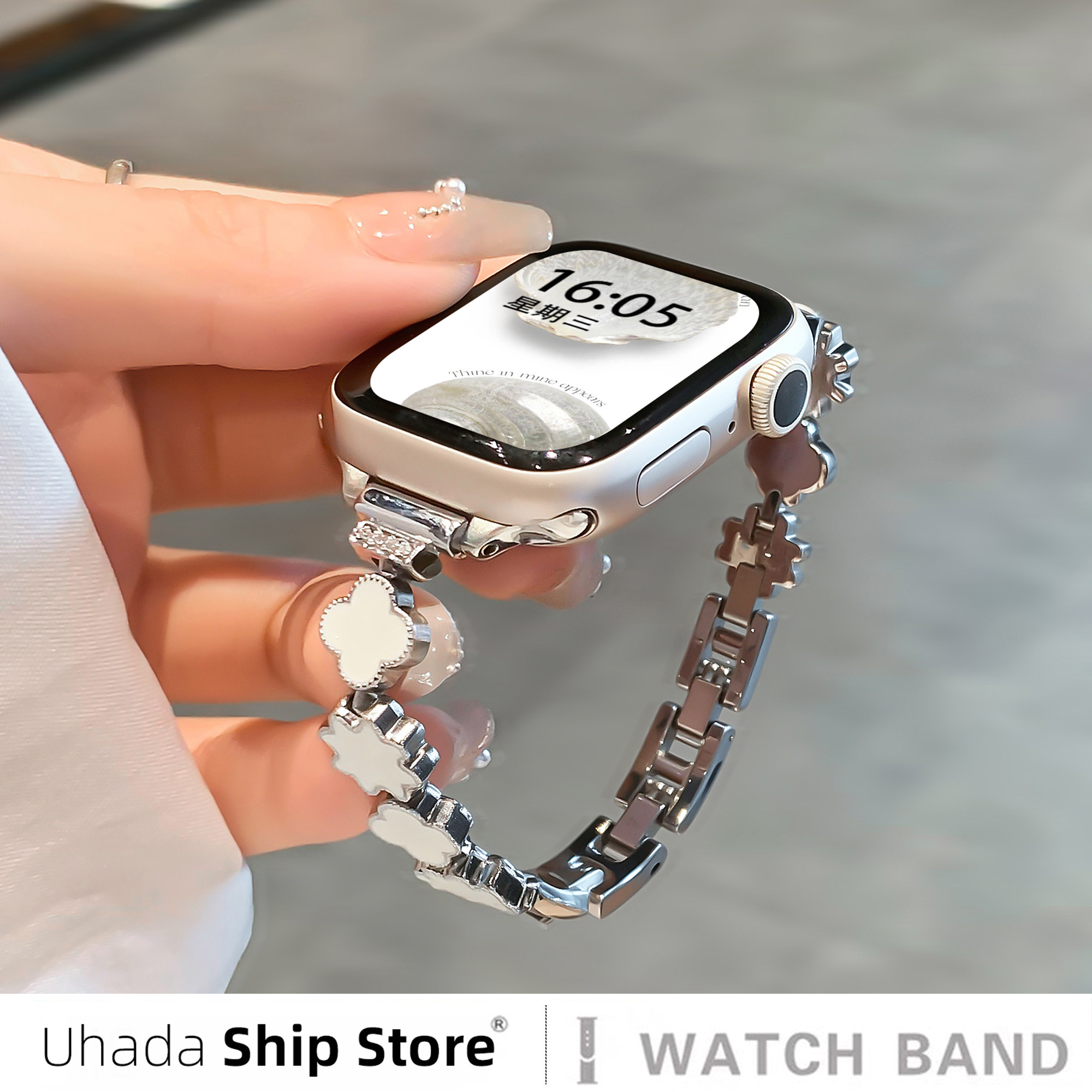 uhada适用华为fit4表带高级感四叶贝母链华为fit3表带小香风金属手链女款智能运动fit2/fit1表带气质百搭手链,智能设备,智能手表手环表带/腕带,淘宝优惠券,粉丝福利购,淘宝优惠卷