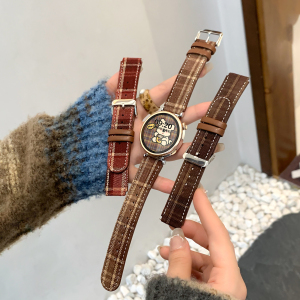 【圣诞氛围感】适用华为GT6表带毛呢皮质华为gt4表带高级格纹gt5表带watch4手表表带秋冬女gt3荣耀magic2表带