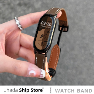 Uhada适用小米手环10表带新款皮质磁吸扣撞色小米手环9表带智能手环7nfc版秋冬女小红书同款小米手环9pro表带