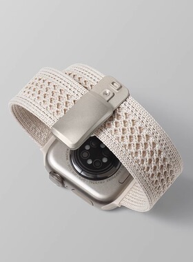uhada适用applewatch表带网纹编织表带新款苹果手表表带磁吸高级iwatch表带男女通用夏天运动透气iWatch8表带