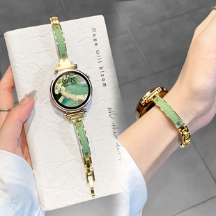 uhada适用华为GT6表带千金弯月手镯拼皮质表链华为gt5表带高级女款gt4创意gt2荣耀magic2表带金属快拆卡扣