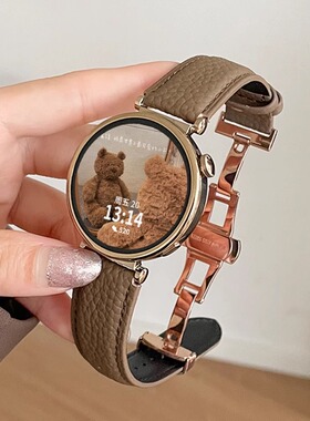 uhada适用华为gt6表带新款华为gt5表带gt4表带荔枝纹高级女款GT2pro小众设计金属蝴蝶扣watch4/3pro创意表带