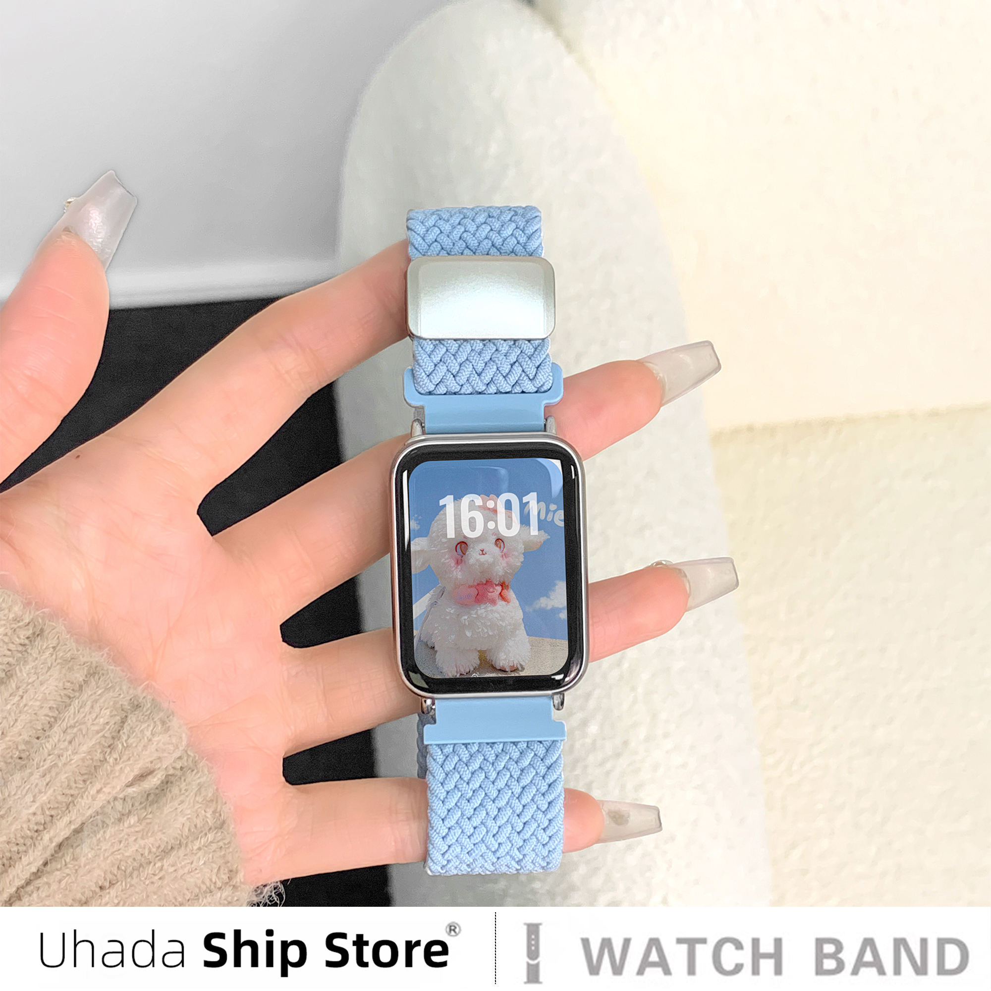 uhada夏季新款尼龙磁吸表带男女