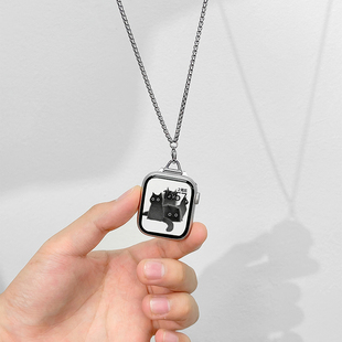 适用表带iwatchs10手表挂脖项链苹果表链男女applewatch金属不锈钢链子运动编织挂绳创意怀表挂绳苹果手表11