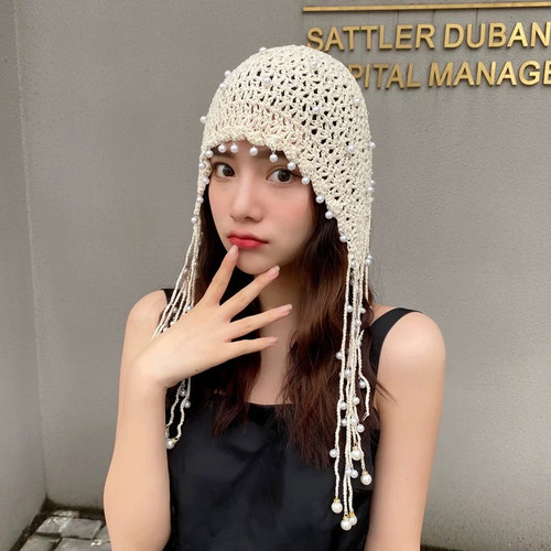 手工钩花包头帽出游甜美女春夏季