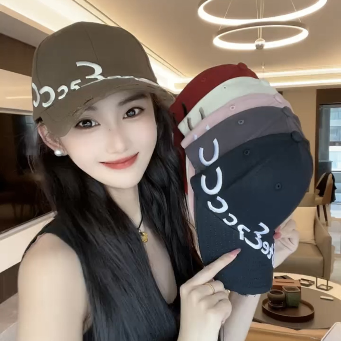 新款硬顶字母刺绣棒球帽子女韩版百搭时尚高品质黑色鸭舌帽遮阳帽