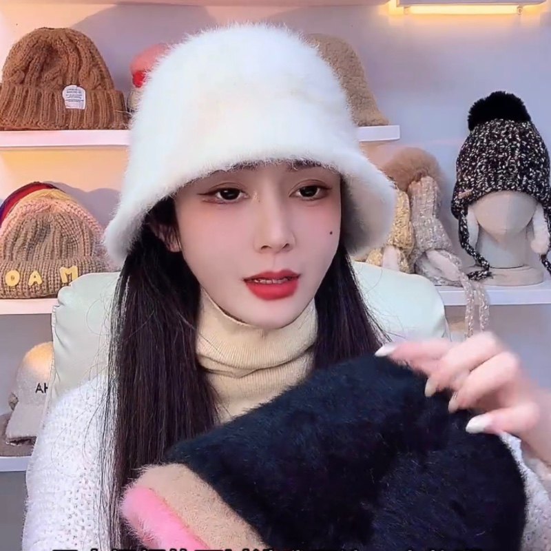 帽子女秋冬韩版纯色兔毛绒盆帽日系百搭防寒保暖水桶帽简约渔夫帽,服饰配件/皮带/帽子/围巾,帽子,淘宝优惠券,粉丝福利购,淘宝优惠卷