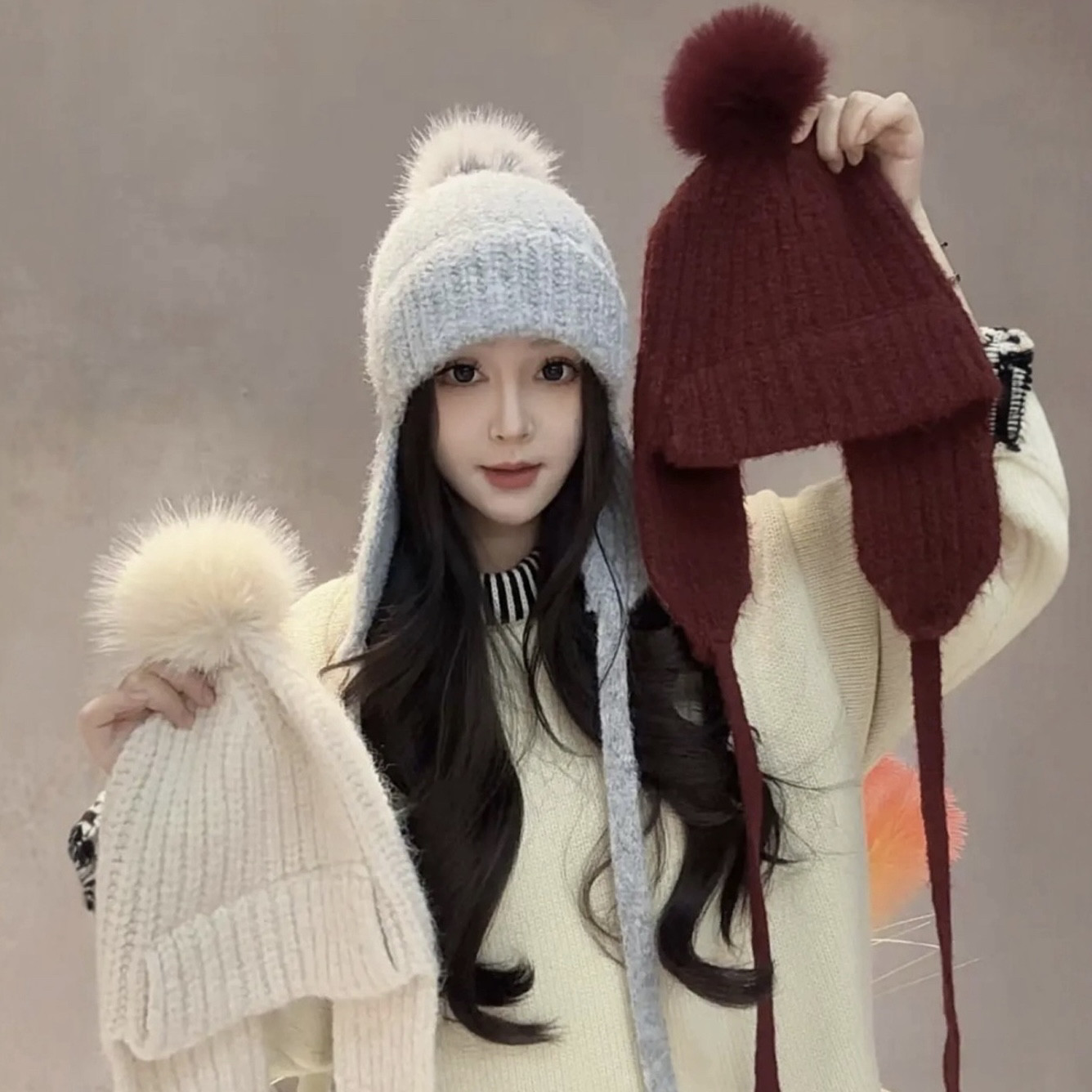 毛线帽子女秋冬季保暖甜美毛球护耳帽韩版百搭雷锋帽显脸小针织帽,服饰配件/皮带/帽子/围巾,帽子,淘宝优惠券,粉丝福利购,淘宝优惠卷