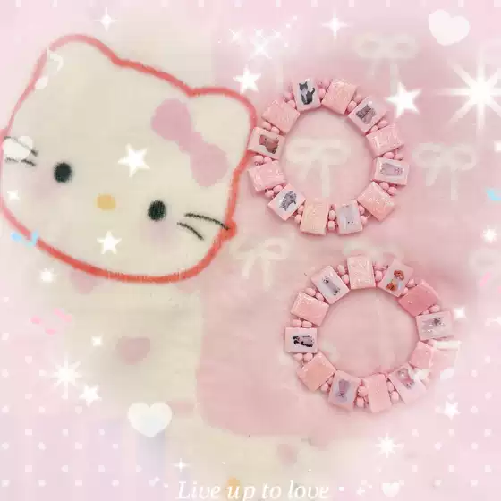 ins Same Style Bazo1199 Subculture Millennial Style Pink Cat and Dog Punk Hip-Hop Bracelet Rock