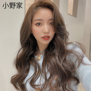 小野家假发女长发轻薄蕾丝真人发丝自然新式发套偏分大波浪长卷发